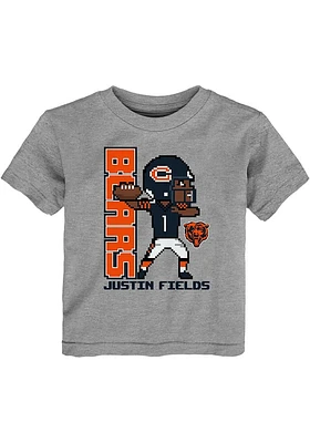 Justin Fields Chicago Bears Toddler Grey Pixel Player Short Sleeve T Shirt