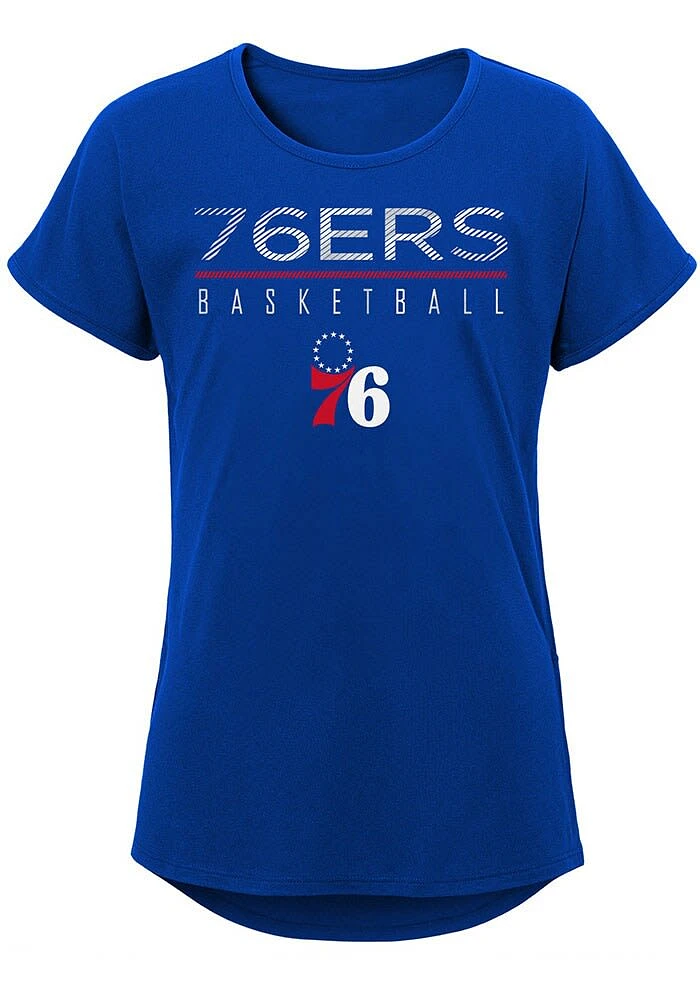 Philadelphia 76ers Girls Blue Single Path Short Sleeve Tee