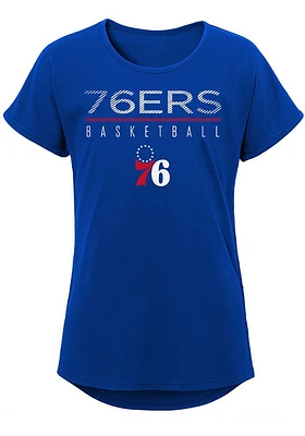 Philadelphia 76ers Girls Blue Single Path Short Sleeve Tee