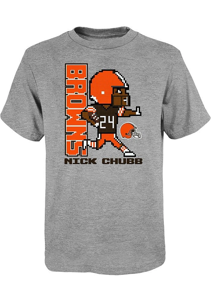 Nick Chubb Cleveland Browns Youth Grey Pixel Player Tee