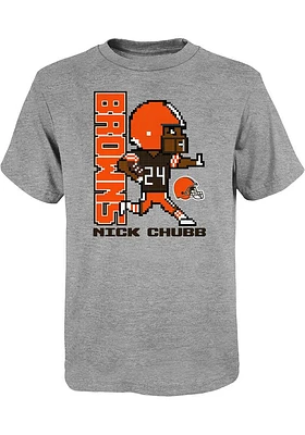 Nick Chubb Cleveland Browns Youth Grey Pixel Player Tee