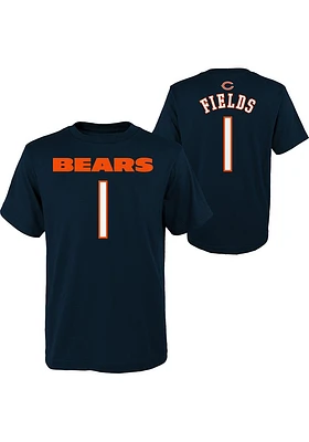 Justin Fields Chicago Bears Youth Navy Blue Name and Number Player Tee