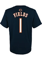 Justin Fields Chicago Bears Youth Navy Blue Name and Number Player Tee