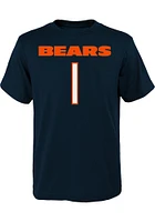 Justin Fields Chicago Bears Youth Navy Blue Name and Number Player Tee