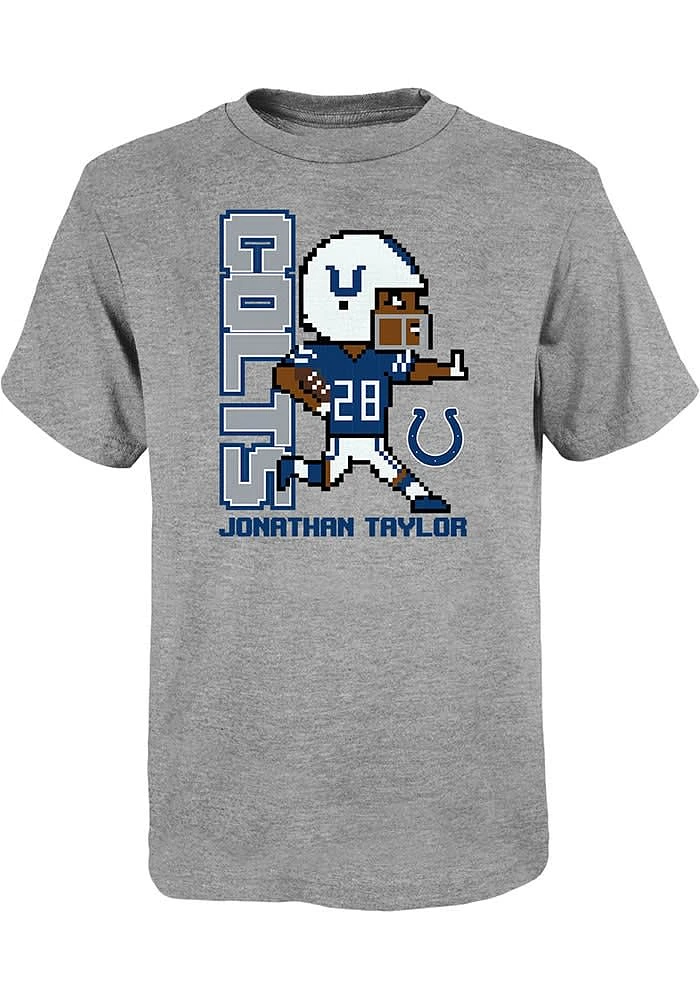 Jonathan Taylor Indianapolis Colts Youth Grey Pixel Player Tee