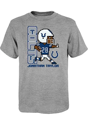 Jonathan Taylor Indianapolis Colts Youth Grey Pixel Player Tee