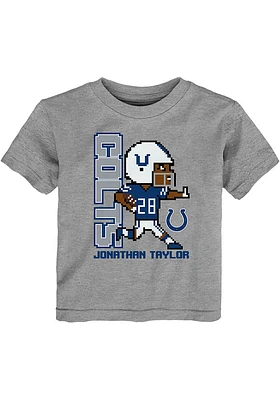 Jonathan Taylor Indianapolis Colts Toddler Grey Pixel Player Short Sleeve T Shirt