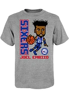 Joel Embiid Philadelphia 76ers Youth Grey Pixel Player Tee