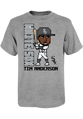Tim Anderson Chicago White Sox Youth Grey Pixel Player Tee