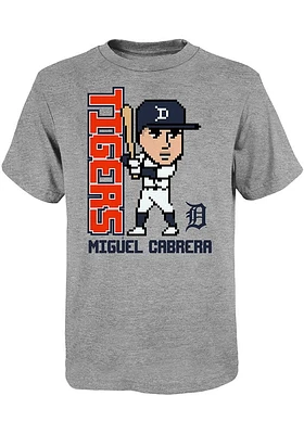 Miguel Cabrera Detroit Tigers Youth Grey Pixel Player Tee