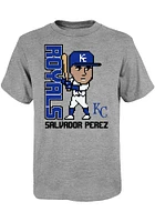 Salvador Perez Kansas City Royals Youth Grey Pixel Player Tee