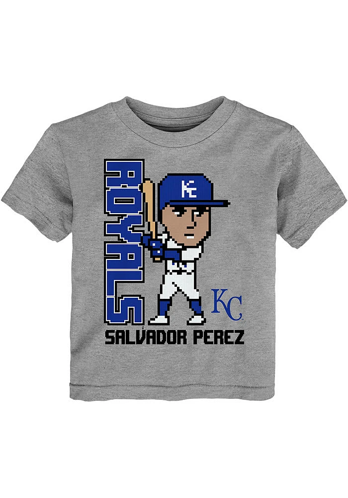 Salvador Perez Kansas City Royals Toddler Grey Pixel Player Short Sleeve T Shirt