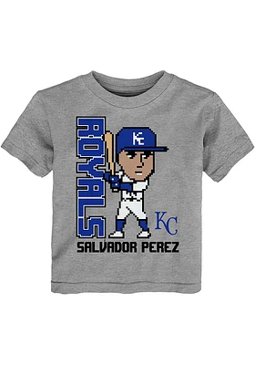 Salvador Perez Kansas City Royals Toddler Grey Pixel Player Short Sleeve T Shirt