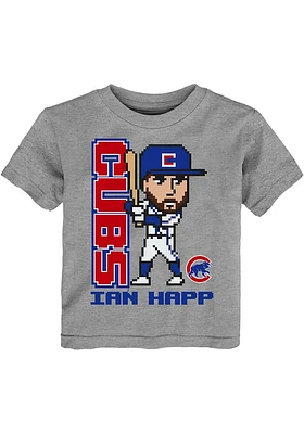 Ian Happ Chicago Cubs Toddler Grey Pixel Player Short Sleeve T Shirt