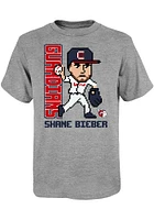 Shane Bieber Cleveland Guardians Youth Grey Pixel Player Tee