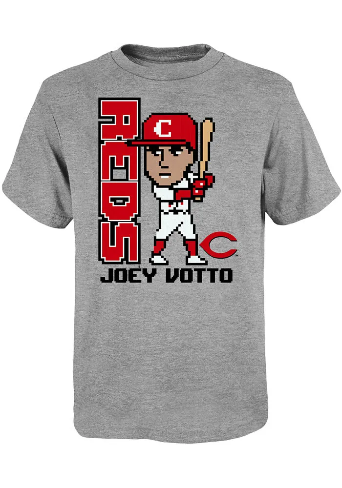 Joey Votto Cincinnati Reds Youth Grey Pixel Player Tee