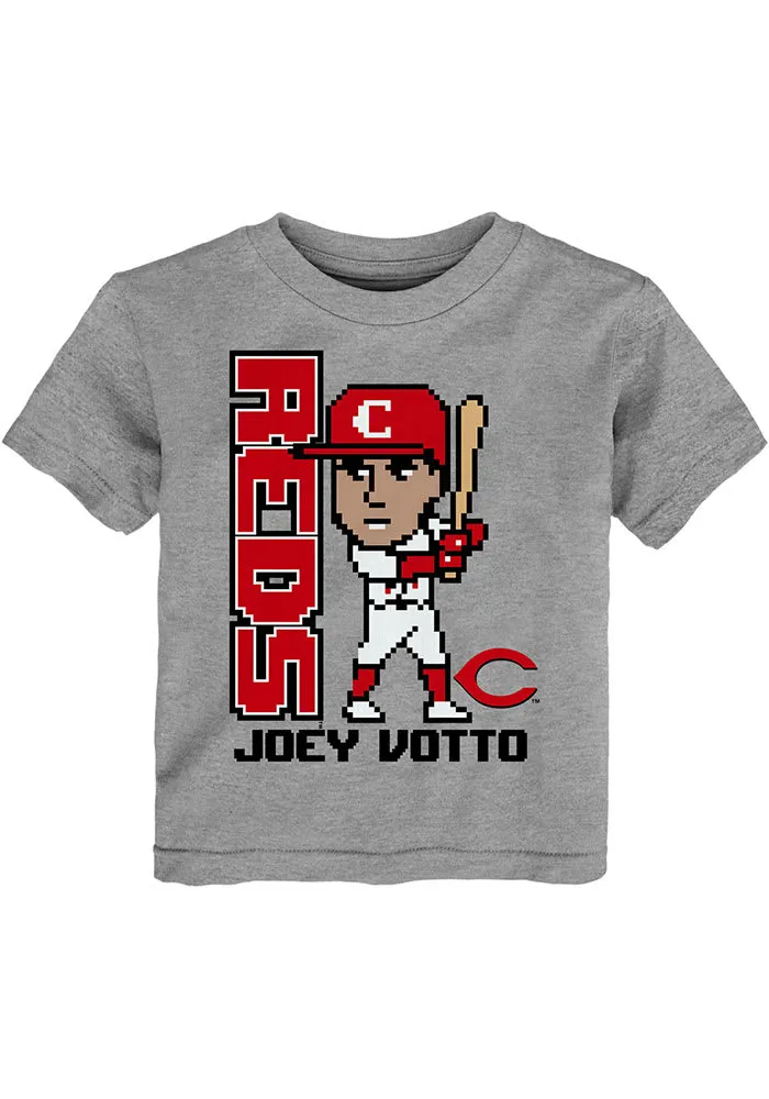 Joey Votto Cincinnati Reds Toddler Grey Pixel Player Short Sleeve T Shirt