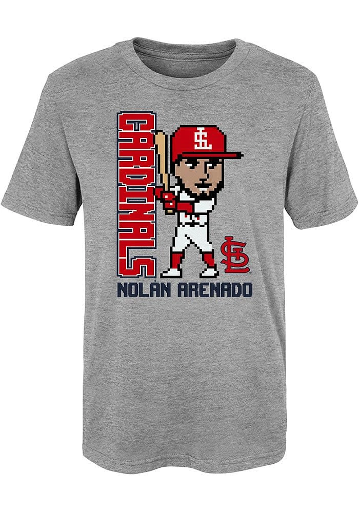 Nolan Arenado St Louis Cardinals Boys Grey Pixel Player Short Sleeve T-Shirt