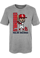 Nolan Arenado  St Louis Cardinals Boys Grey Pixel Player Short Sleeve T-Shirt
