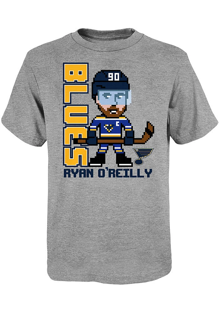 Ryan O'Reilly St Louis Blues Youth Grey Pixel Player Tee