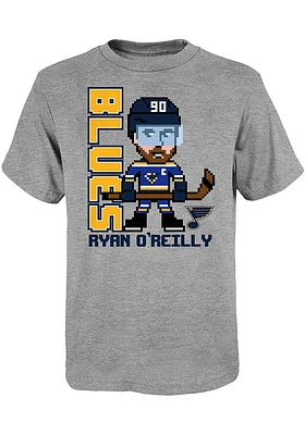 Ryan O'Reilly St Louis Blues Youth Grey Pixel Player Tee
