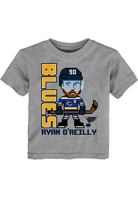 Ryan O'Reilly St Louis Blues Toddler Grey Pixel Player Short Sleeve T Shirt