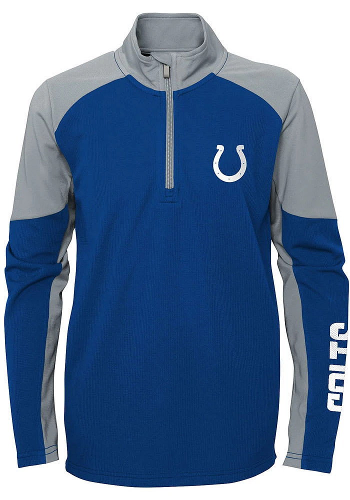 Indianapolis Colts Youth Blue Audible Long Sleeve Quarter Zip Shirt