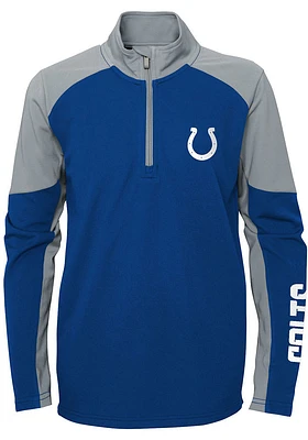 Indianapolis Colts Youth Blue Audible Long Sleeve Quarter Zip Shirt