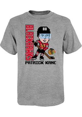 Patrick Kane Chicago Blackhawks Youth Grey Pixel Player Tee