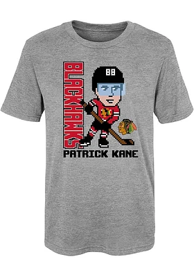 Patrick Kane  Chicago Blackhawks Boys Grey Pixel Player Short Sleeve T-Shirt