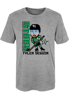 Tyler Seguin  Dallas Stars Boys Grey Pixel Player Short Sleeve T-Shirt
