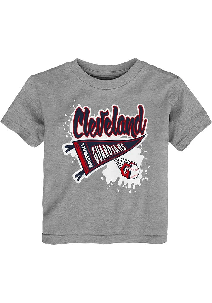 Cleveland Guardians Toddler Grey Banner Splatter Short Sleeve T-Shirt