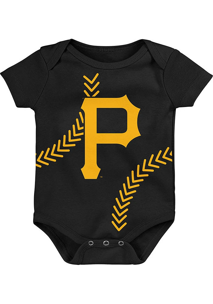 Pittsburgh Pirates Baby Black Running Home Short Sleeve One Piece