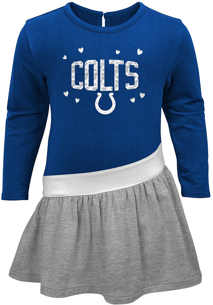 Indianapolis Colts Toddler Blue Heart To Long Sleeve Dress