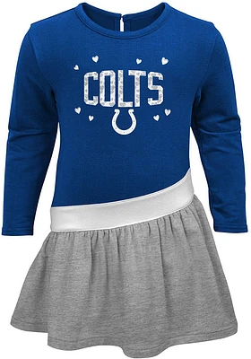 Indianapolis Colts Toddler Blue Heart To Long Sleeve Dress