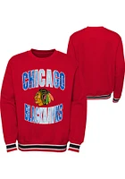 Chicago Blackhawks Youth Red Classic Blueliner Long Sleeve Crew Sweatshirt