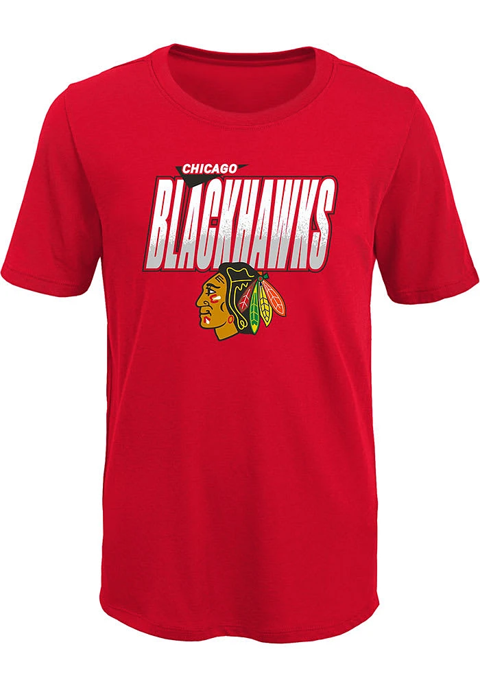 Chicago Blackhawks Boys Red Frosty Center Short Sleeve T-Shirt