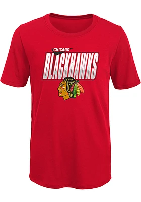 Chicago Blackhawks Youth Red Frosty Center Short Sleeve T-Shirt