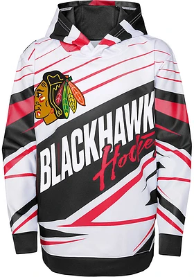 Chicago Blackhawks Youth Red Adept Quarterback Long Sleeve Hoodie