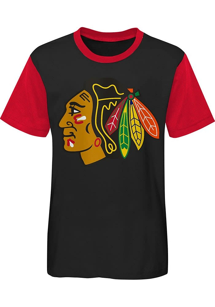Chicago Blackhawks Youth Black Winning Streak Short Sleeve Fashion T-Shirt