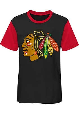 Chicago Blackhawks Youth Black Winning Streak Short Sleeve Fashion T-Shirt