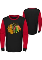 Chicago Blackhawks Boys Black Scoring Chance Long Sleeve Fashion T-Shirt