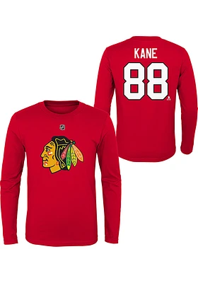 Patrick Kane Chicago Blackhawks Youth Red Flat NN LS Player Tee