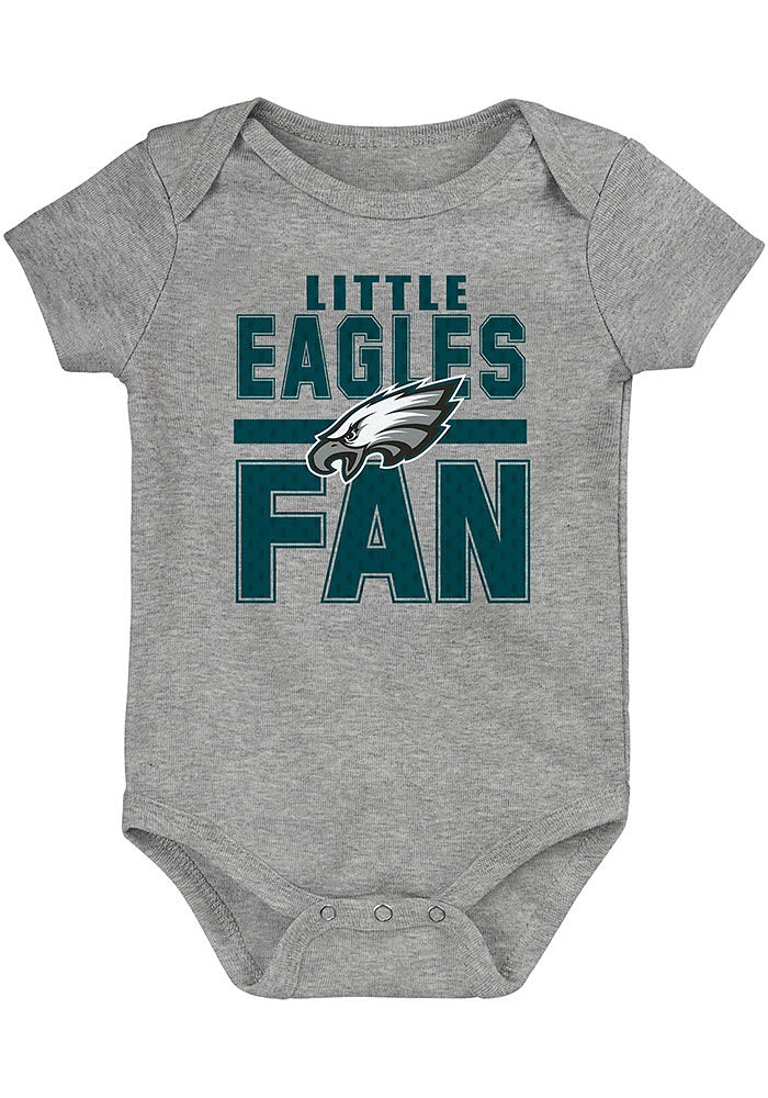 Philadelphia Eagles Baby Grey Little Fan Short Sleeve One Piece