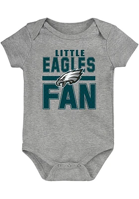 Philadelphia Eagles Baby Grey Little Fan Short Sleeve One Piece