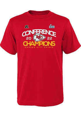 Kansas City Chiefs Youth Red Shadow Cast 2022 Conf Champs Short Sleeve T-Shirt