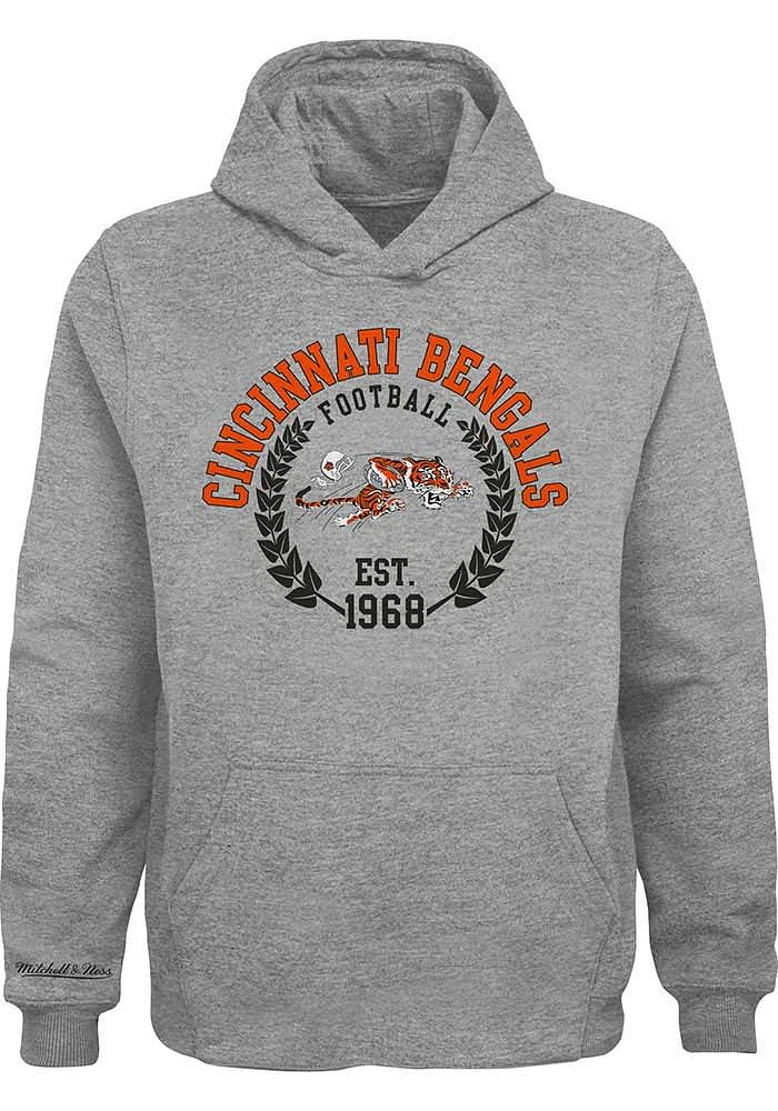 Mitchell and Ness Cincinnati Bengals Youth Grey New School Long Sleeve Hoodie