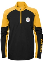 Pittsburgh Steelers Youth Black Audible Long Sleeve Quarter Zip Shirt