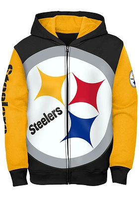 Pittsburgh Steelers Youth Black Poster Board Long Sleeve Full Zip Jacket