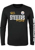 Pittsburgh Steelers Youth Black Race Time Long Sleeve T-Shirt